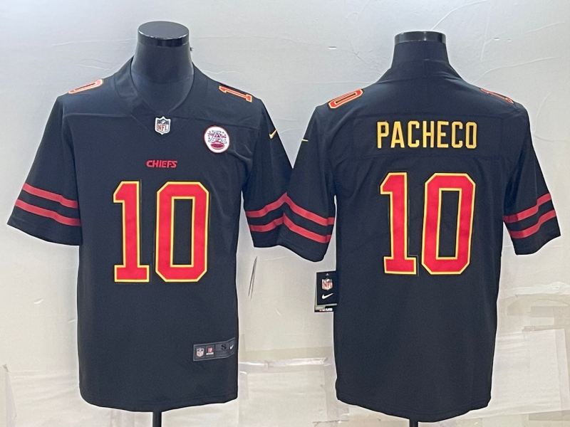 Men’s Kansas City Chiefs #10 Isiah Pacheco Black Red Gold Vapor Untouchable Limited Stitched Jersey